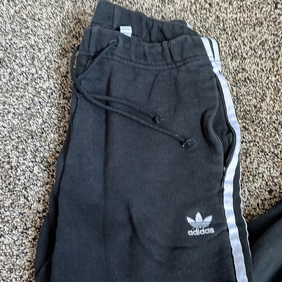 Adidas Classic Black Striped Joggers, lightly worn - Picture 3 of 7